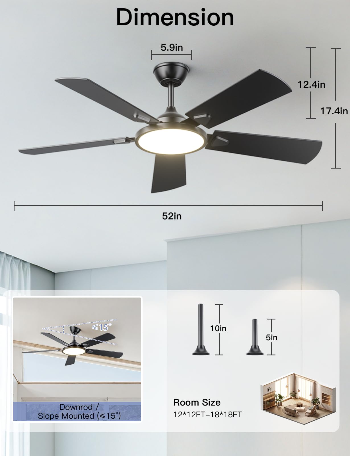 OJX ventilador instalado en salón moderno confort y diseño integrado
