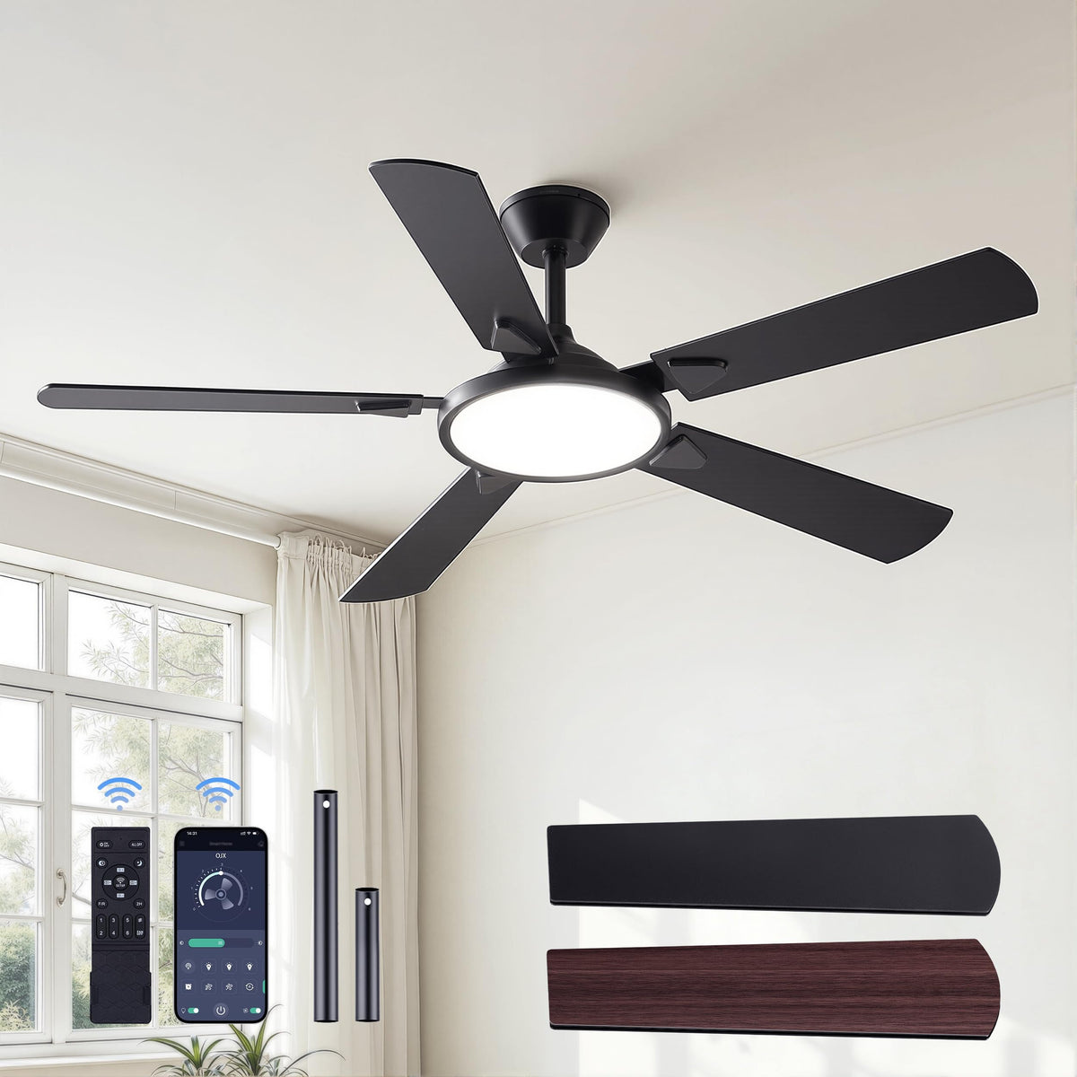 OJX ventilador de techo frontal con luz integrada beneficios de ahorro