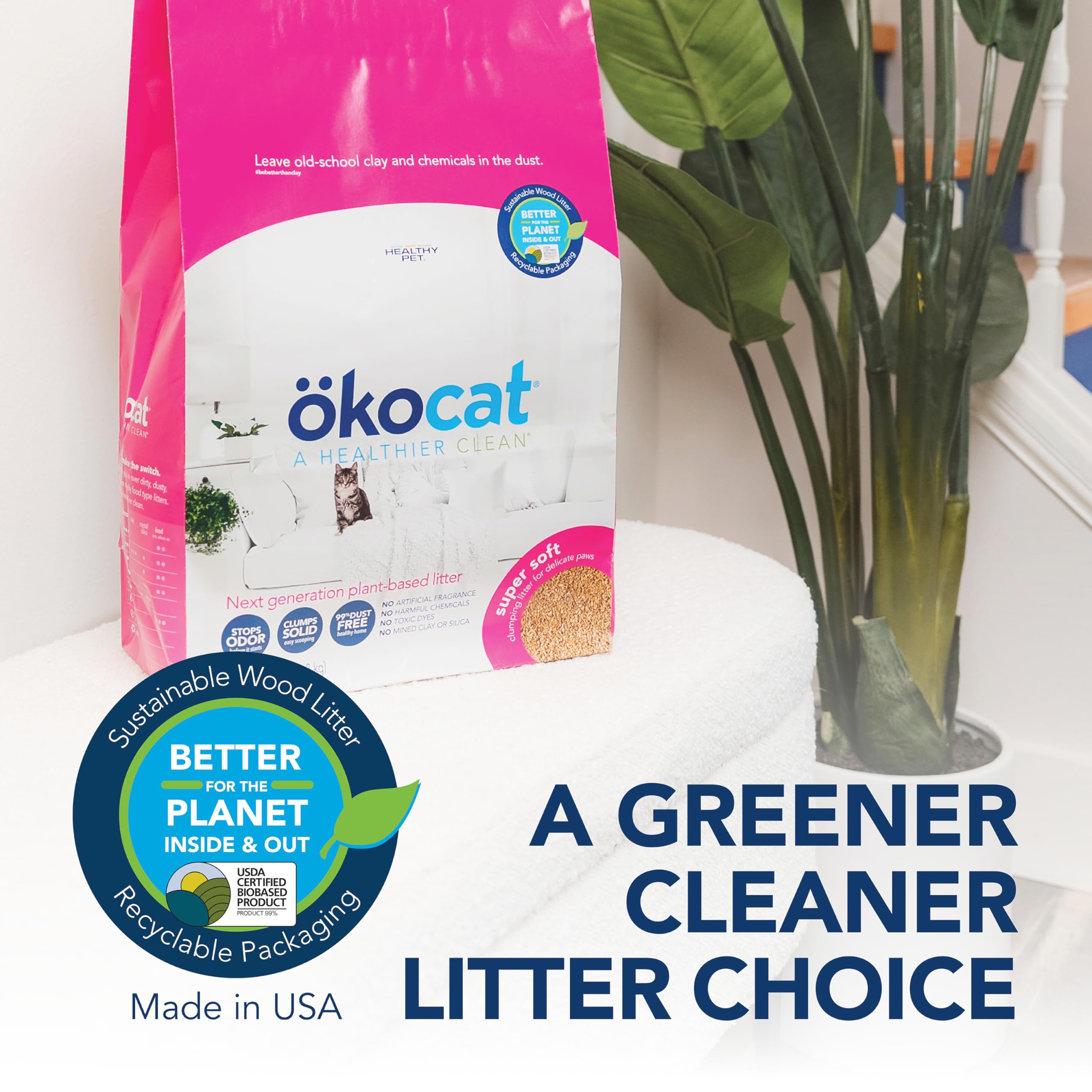 ÖKOCAT ambiente hogareño con arenero limpio y control de olores