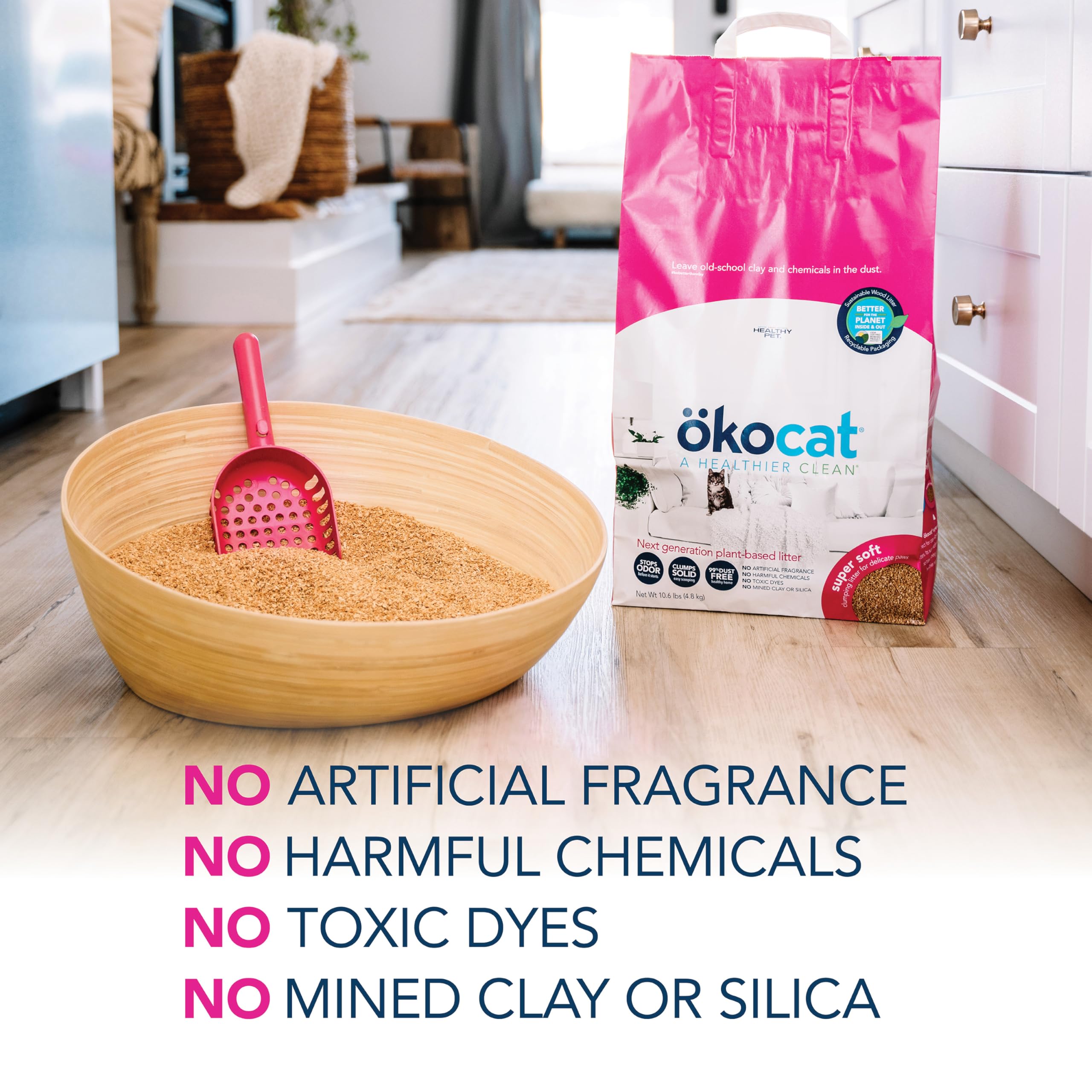 ÖKOCAT detalle de etiqueta que destaca ingredientes y reciclaje