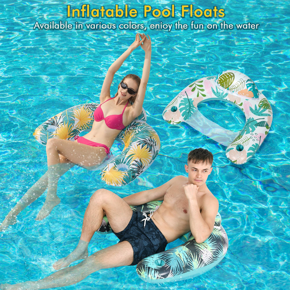 OKSUWATER persona usando flotador en piscina para relajarse