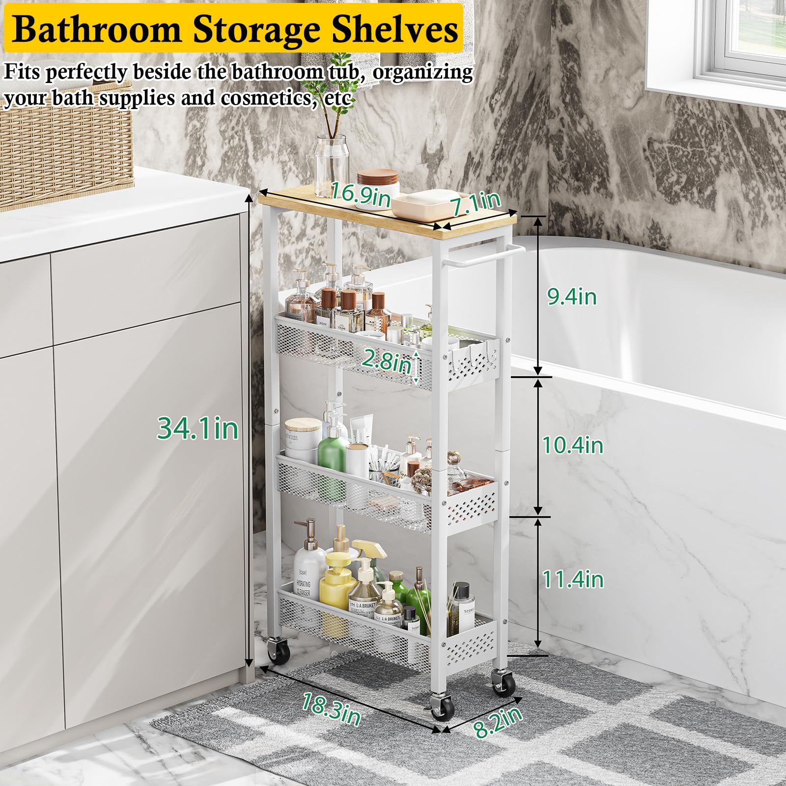 OKZEST en baño con toallas y productos, ofreciendo organización visible y orden