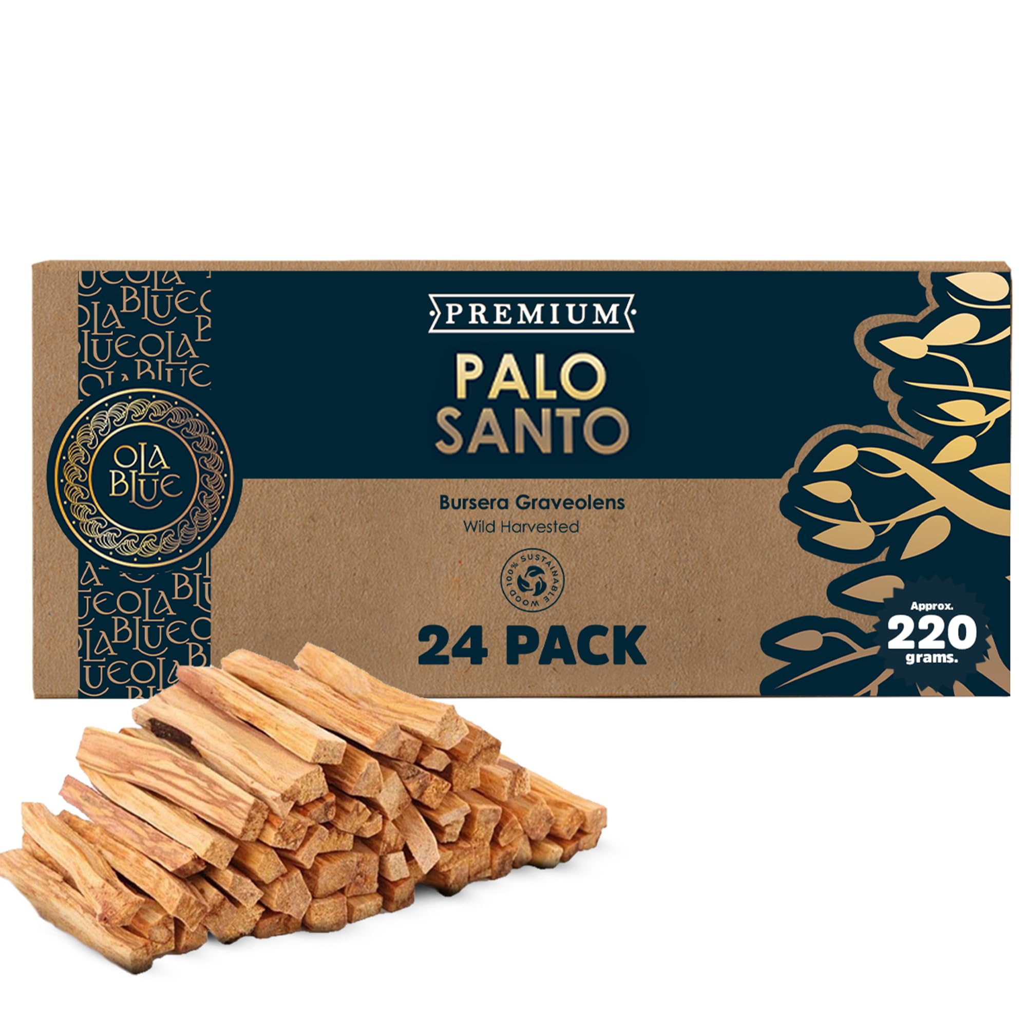 OLA BLUE empaque frontal del pack de 24 palitos, práctico y sostenible