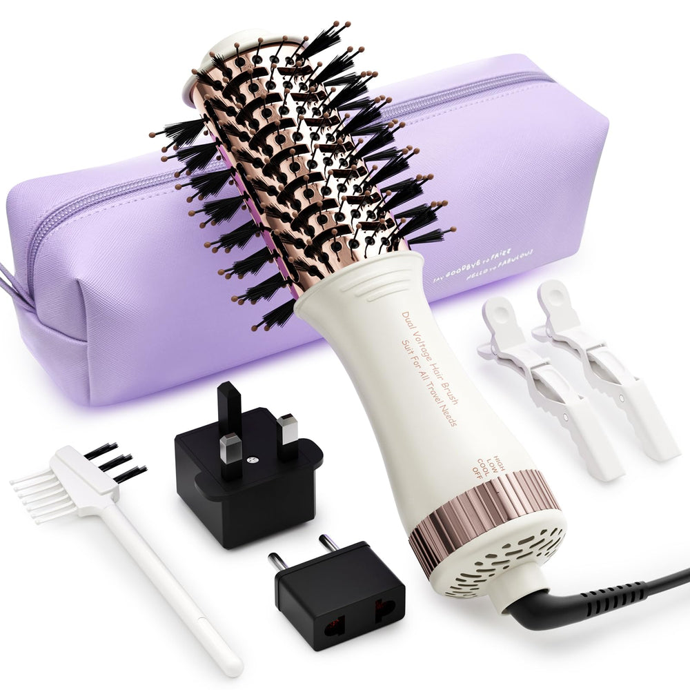 Olaermoso front view of travel styler showing compact design and convenience