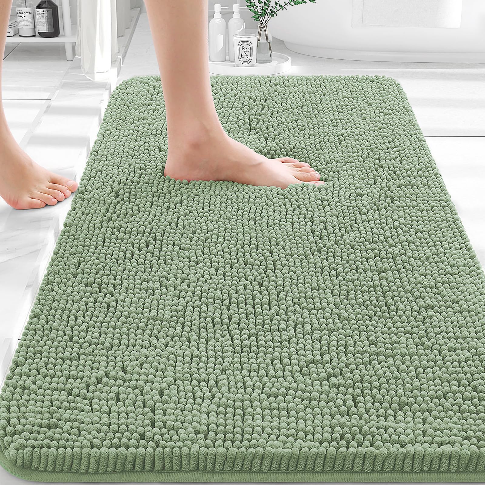 OLANLY frontal de la alfombra 30x20, suave y acogedora al salir de la ducha