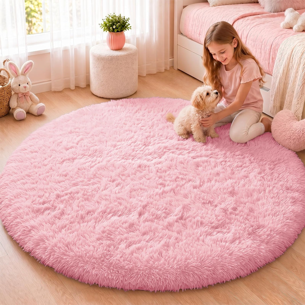 OLANLY vista frontal de la alfombra rosa, añade confort y estilo