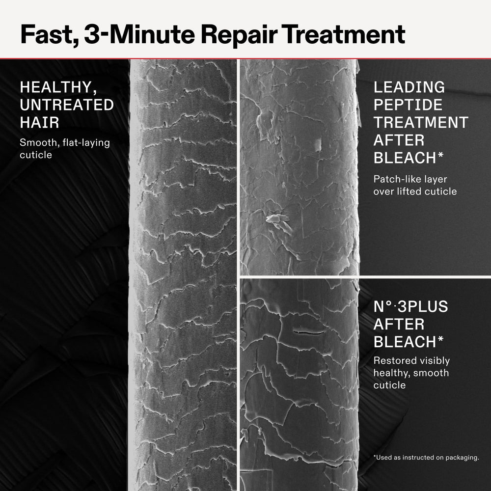 Olaplex N°.3PLUS being applied in shower to wet hair for quick 3‑minute treatment