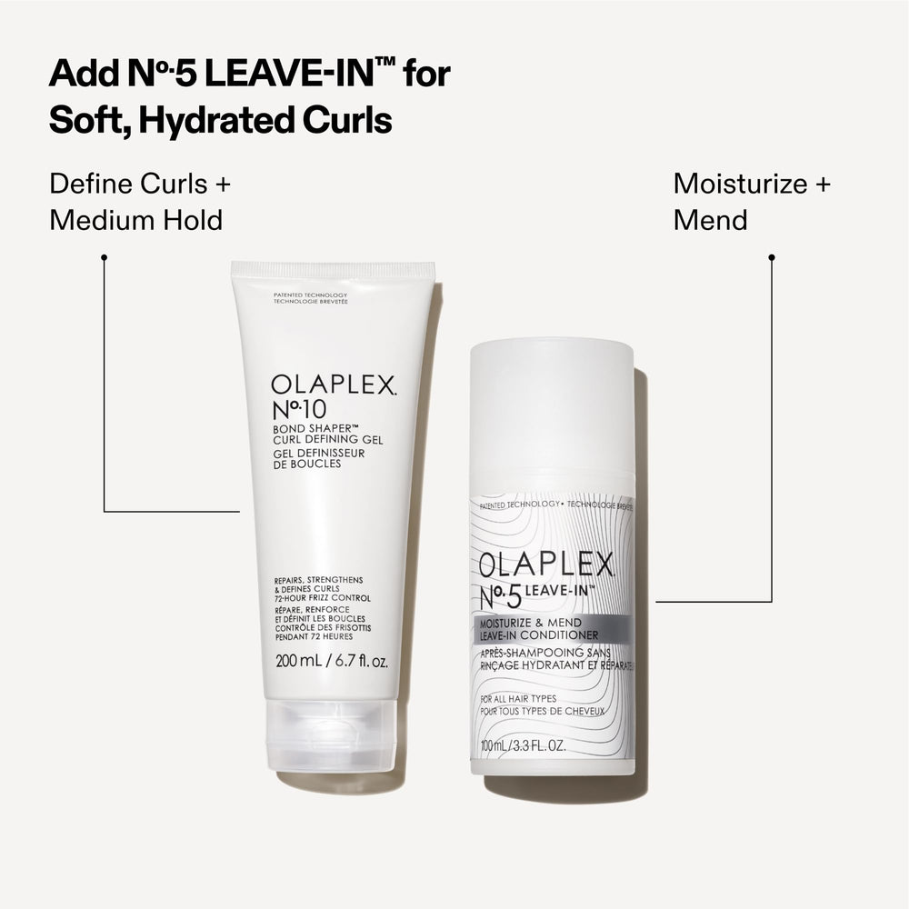 Curly hair being diffused with Olaplex No.10 showing frizz control benefit