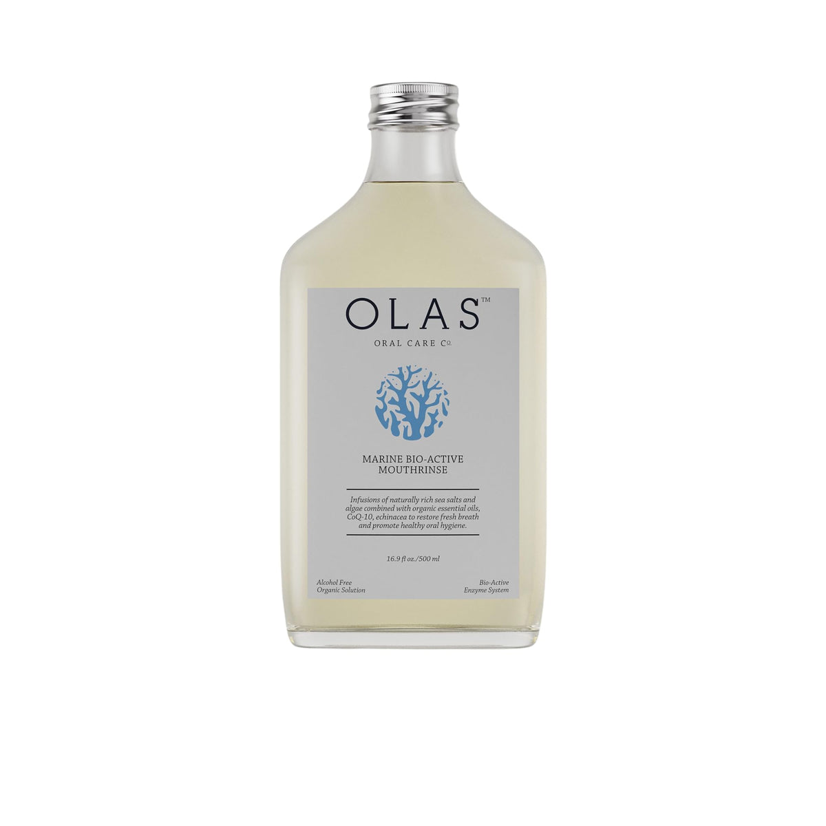 Olas botella frontal con etiqueta visible y frescor prolongado