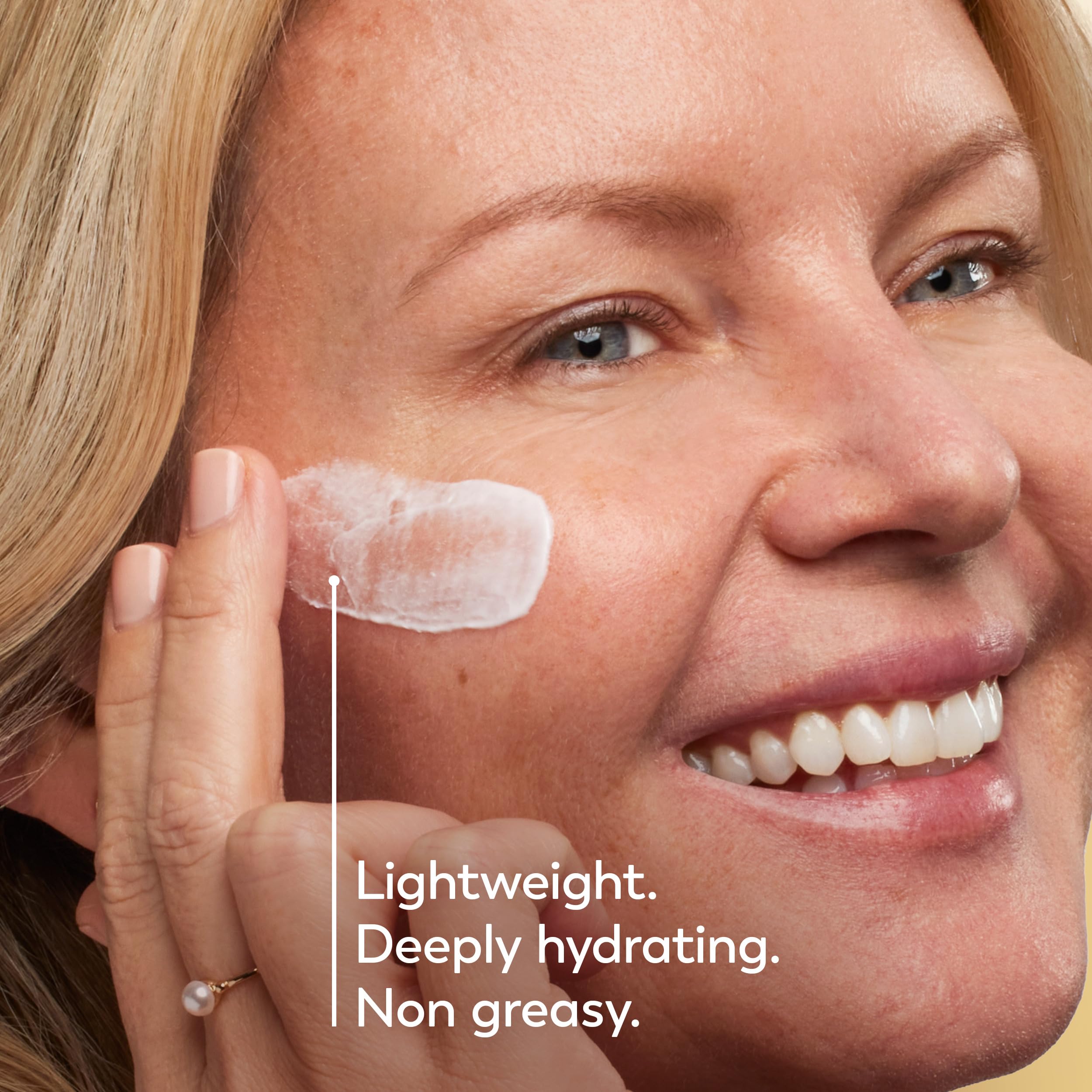 Olay before-and-after visualization depicting firmer looking skin