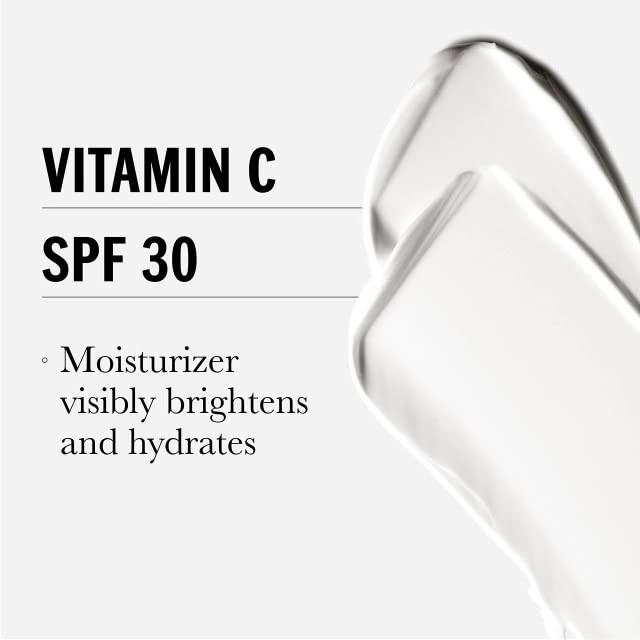 Olay etiqueta con lista de ingredientes destacando vitamina C y péptidos