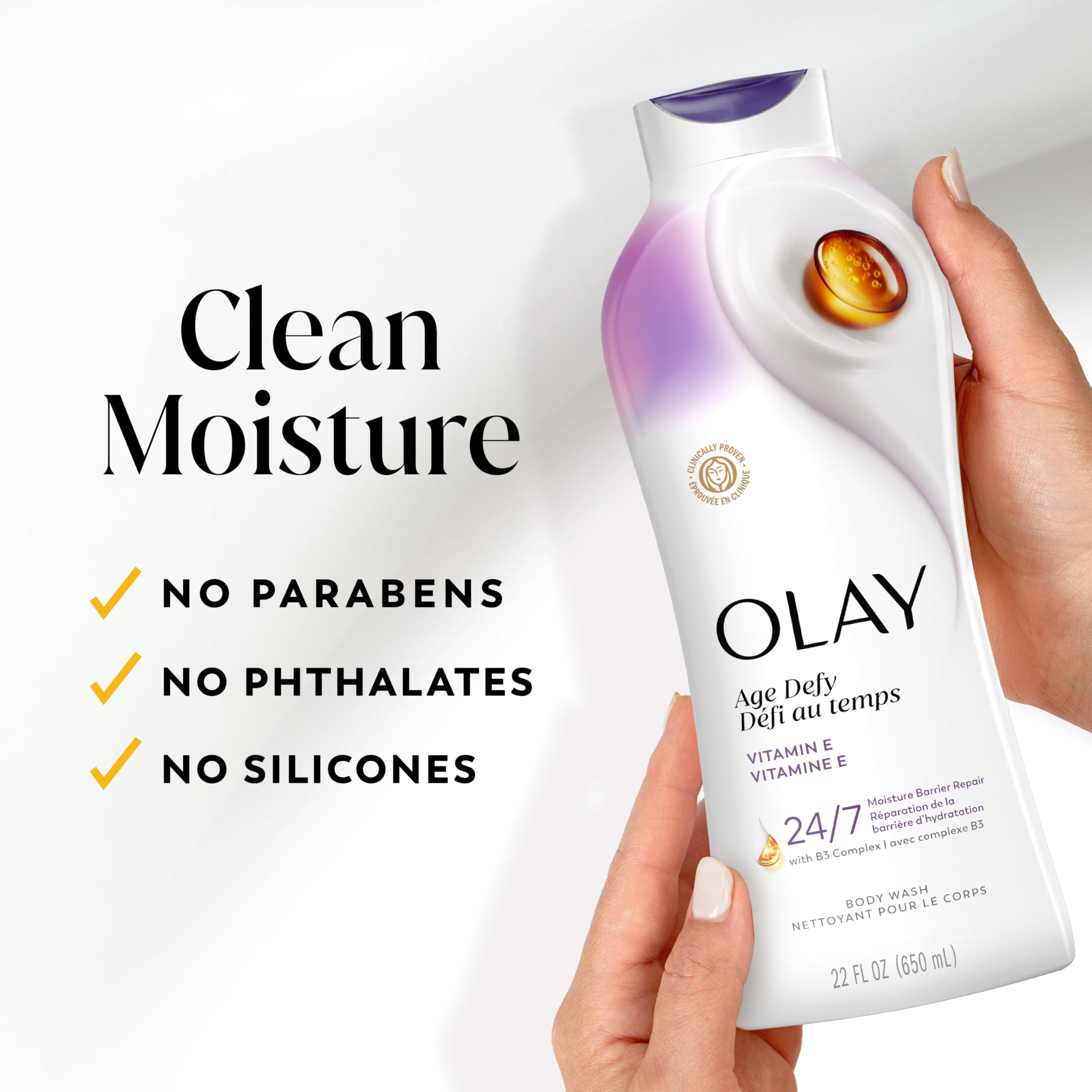 Olay etiqueta con lista de ingredientes sin parabenos ni ftalatos