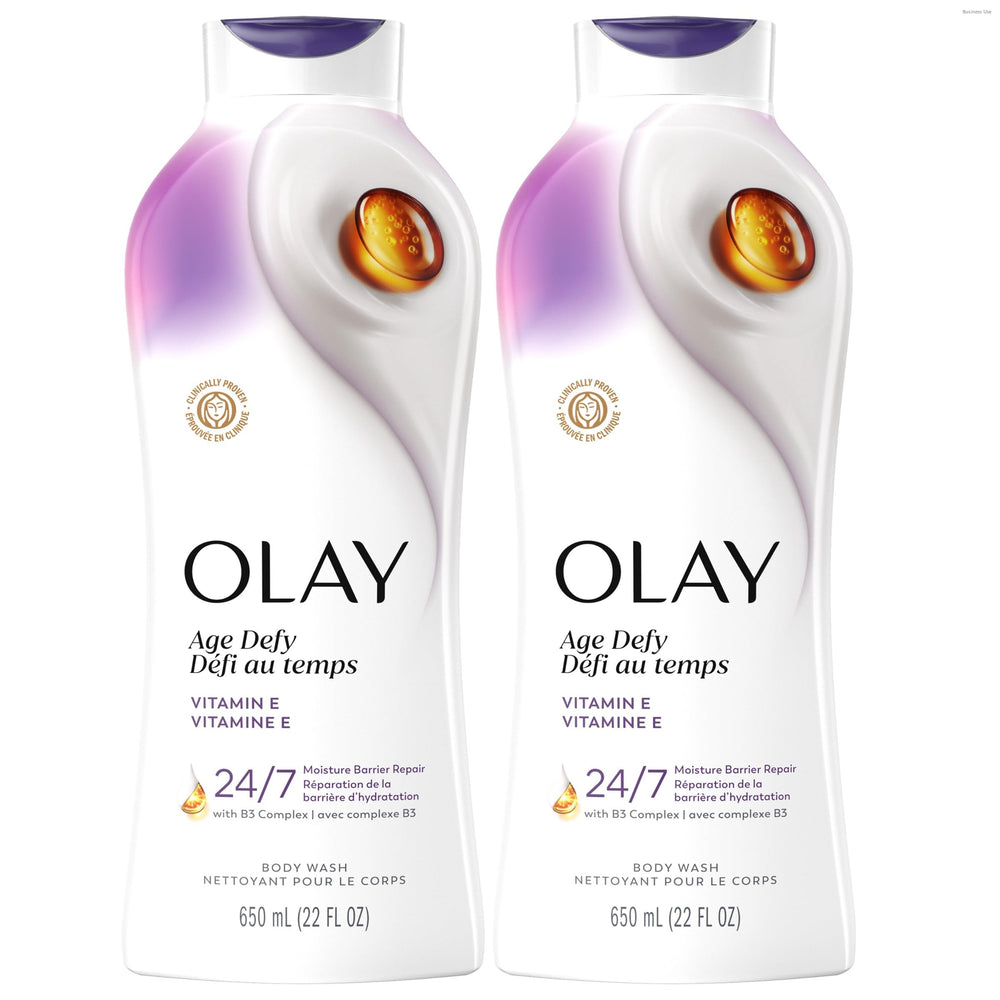 Olay frente del empaque Age Defy mostrando tamaño y beneficios