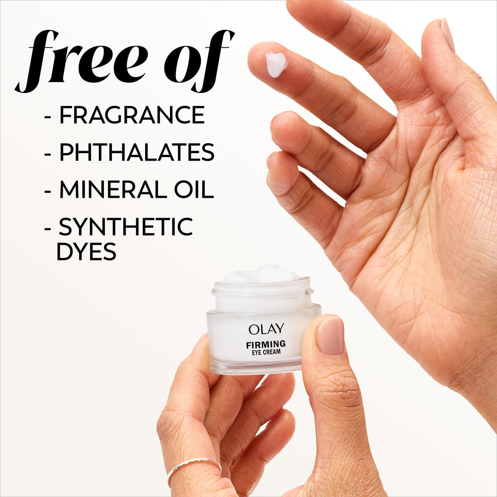 Olay etiqueta con ingredientes clave, muestra colágeno peptide y niacinamida