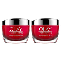 Olay crema micro-sculpting frontal mostrando el envase y hidratación
