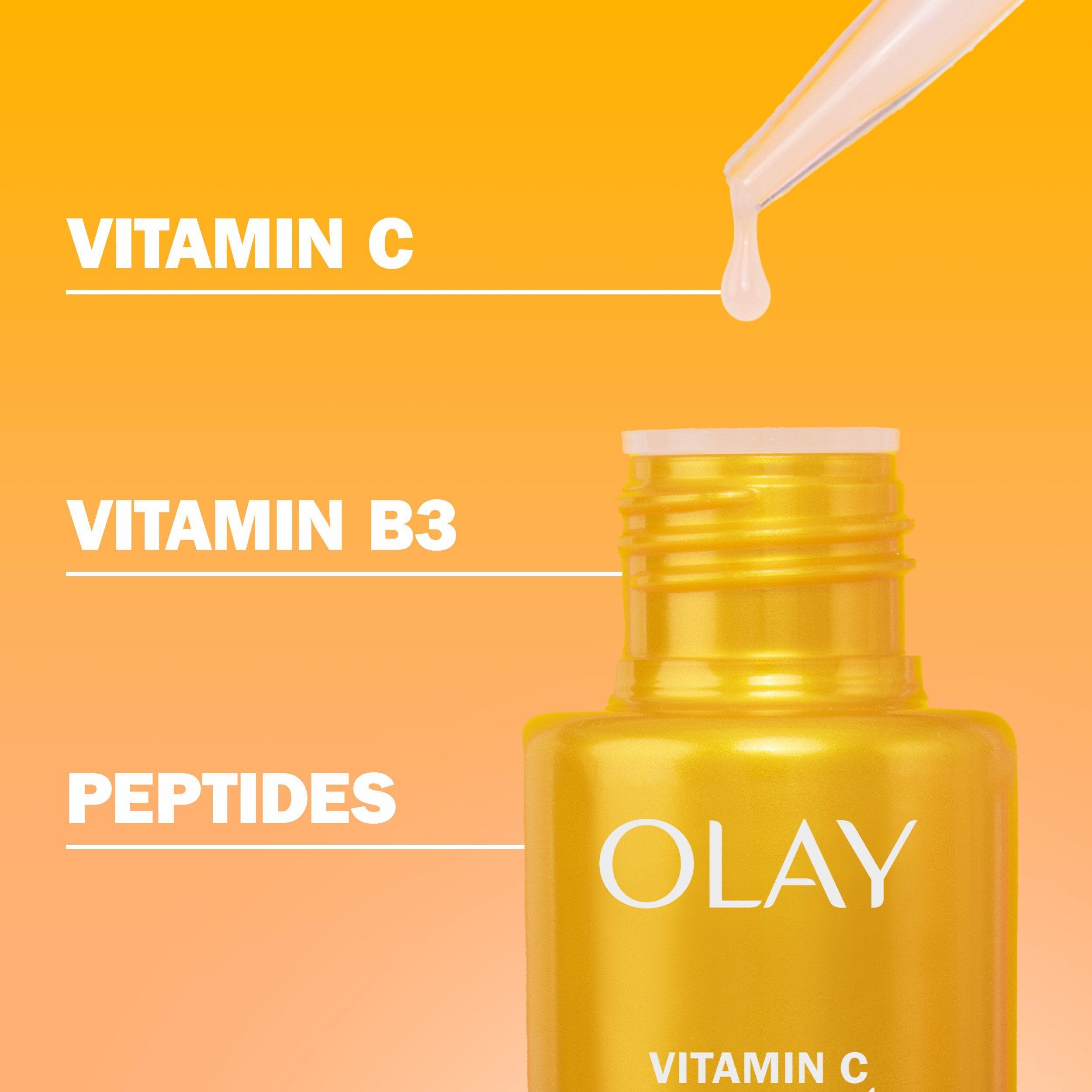 Olay suero 40 mL junto a objetos para mostrar escala y tamaño real