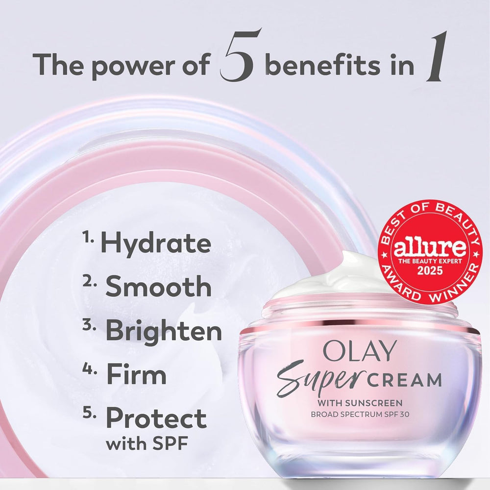 Olay Super Cream textura en primer plano proporciona sensación de absorción rápida