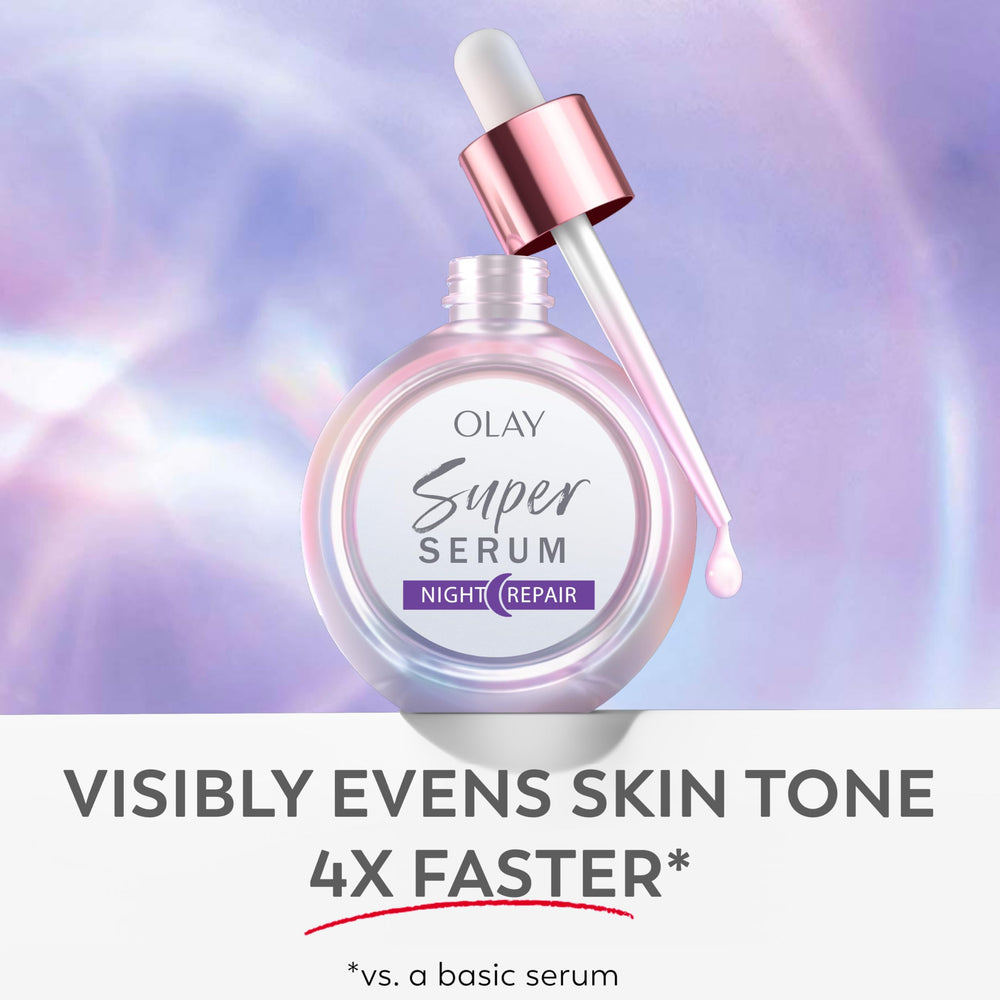 Olay super serum comparativa antes y después mostrando mejora en textura
