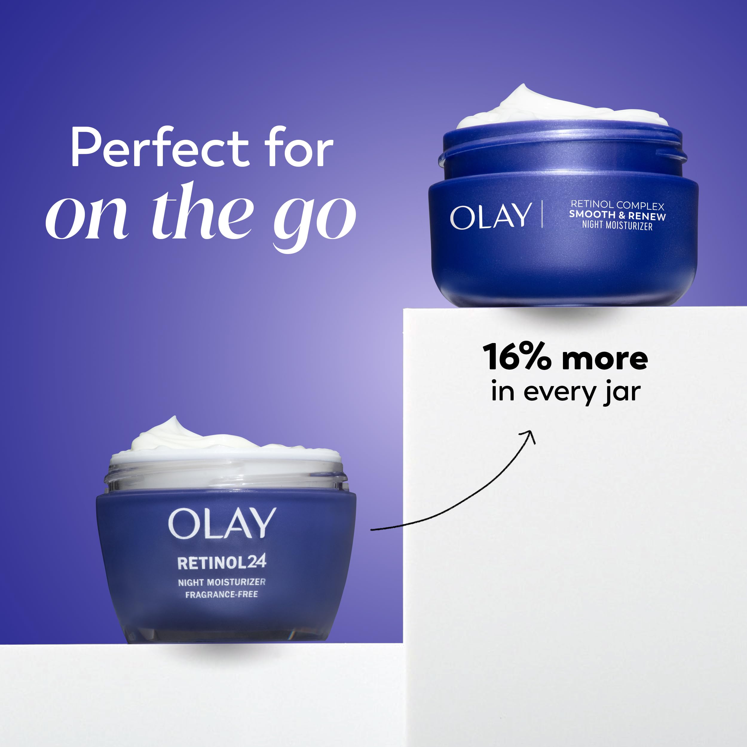Olay crema en tocador nocturno para rutina de resplandor matutino