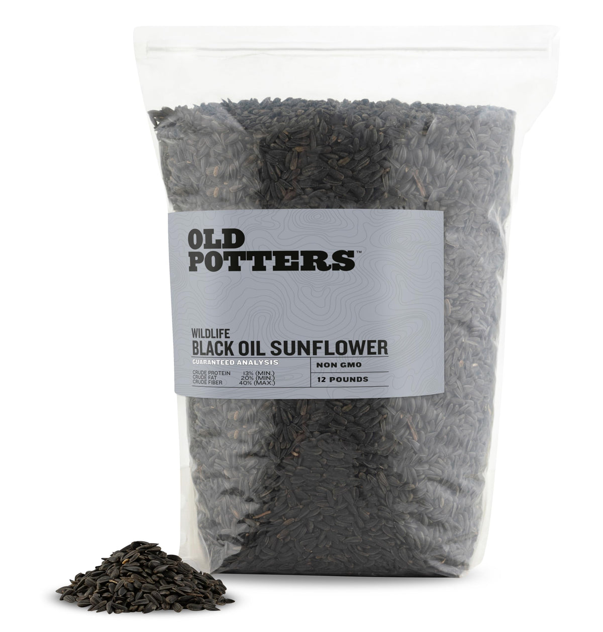 Old Potters empaque frontal que muestra 12 lb y origen USA, conveniencia de almacenamiento