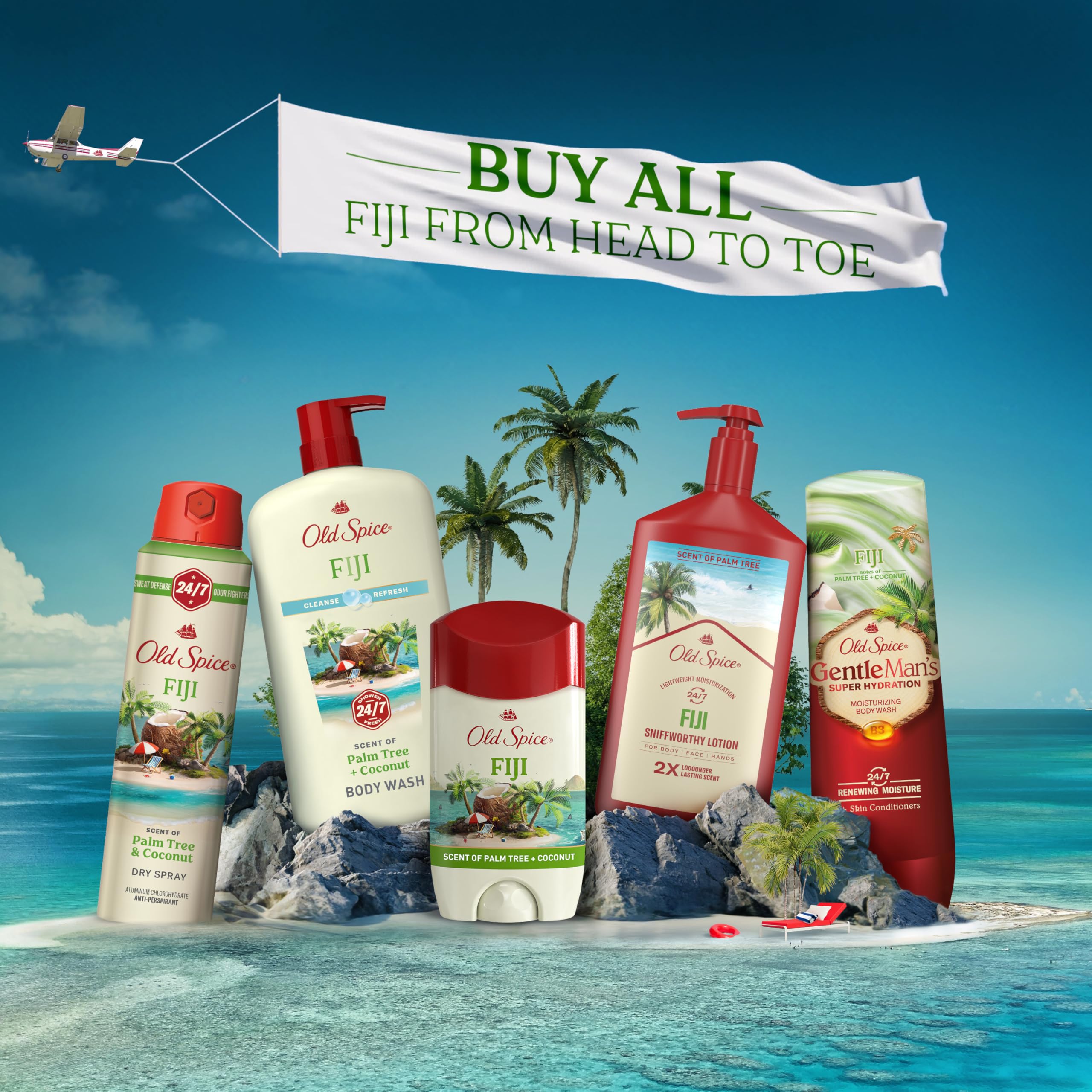 Old Spice etiqueta con ingredientes clara, confianza en la transparencia
