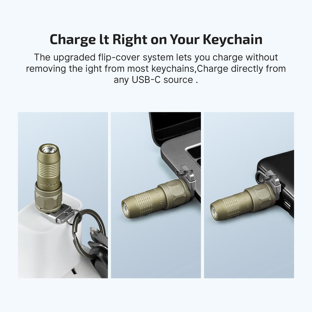 OLIGHT iUltra magnetic base attached to metal surface enabling steady hands-free light