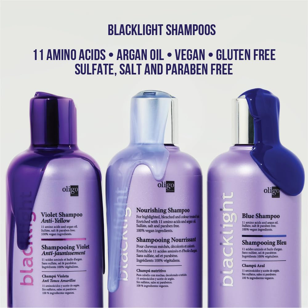 Oligo Professionnel en uso en cabello rubio realzando reflejos y reduciendo amarillos