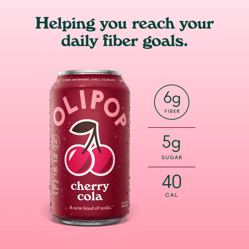 OLIPOP close-up de burbujas y textura, refresco con cuerpo y fibra