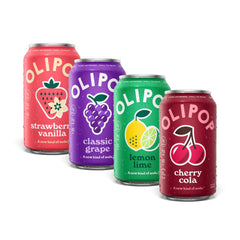 OLIPOP pack Fruity Fun al frente mostrando las cuatro latas y variedad