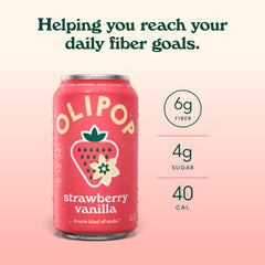 OLIPOP lata servida con hielo, refrescante y baja en azúcar para disfrutar en casa