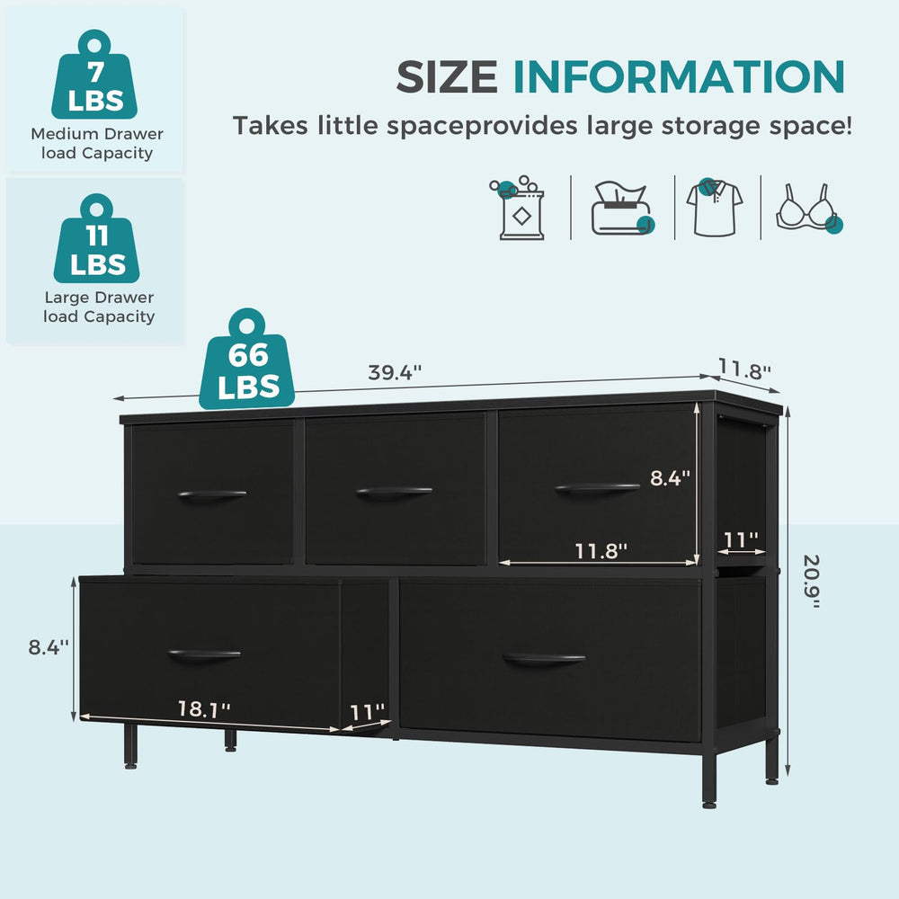 OLIXIS dresser beside person for scale illustrating compact footprint