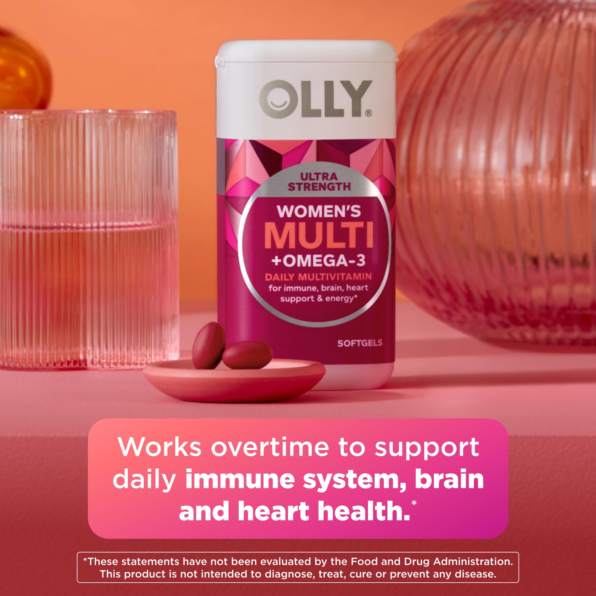 OLLY primer plano de softgels resaltando textura y forma