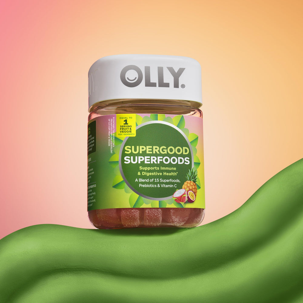 OLLY ilustración de piña maracuyá y fruta del dragón destacando sabores