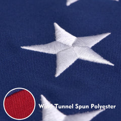 OLYNIK close-up of embroidered stars highlighting long-lasting detail