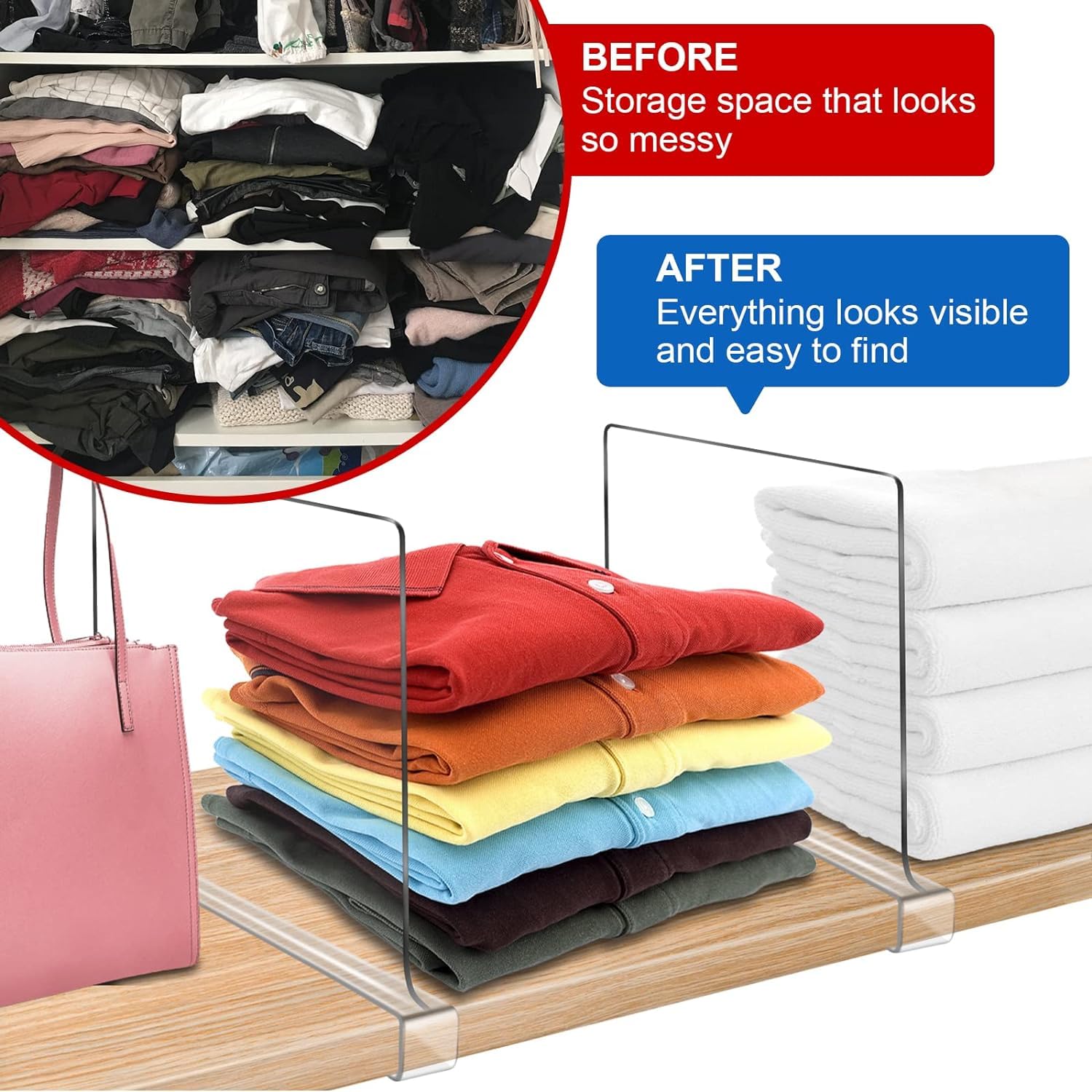 OMGelic divider inserted into a thin shelf demonstrating compatibility and stability