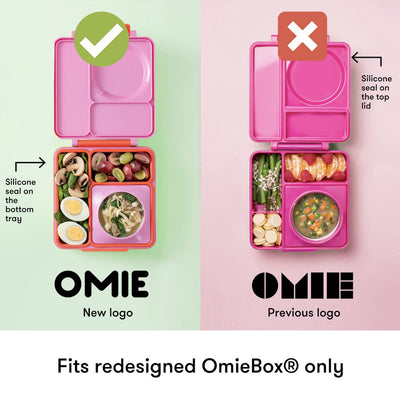 Omie OmieDip usado fuera de la caja llevando frutas y aderezo seguro