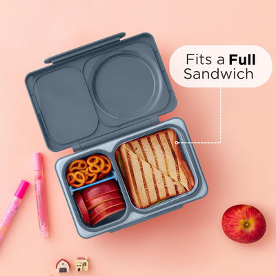 Omie OmieBox UP overhead packed lunch showing hot jar and cool compartments