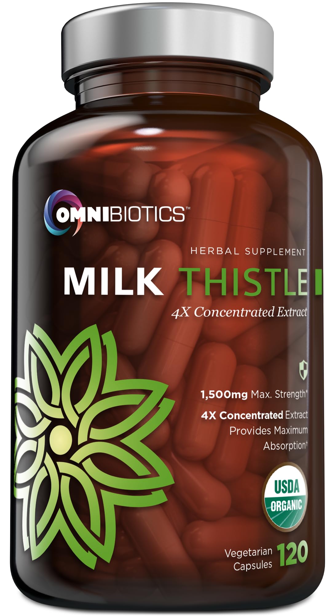 OmniBiotics envase frontal mostrando soporte hepático y pureza orgánica