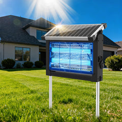 OnBeam zapper front view showing unit protecting patio