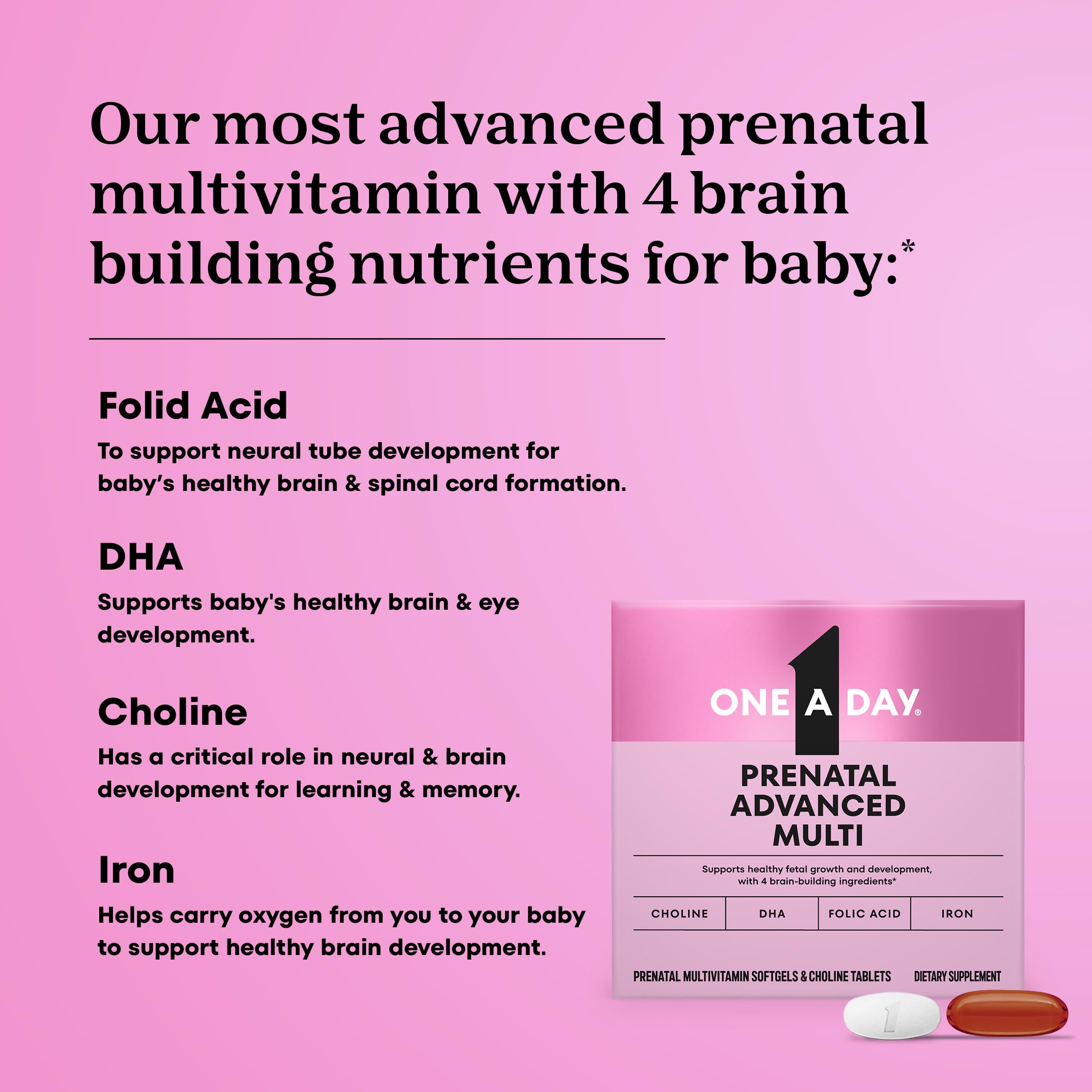 ONE A DAY softgel and tablet side-by-side showing combined nutrient delivery benefit