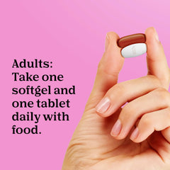 ONE A DAY tablet split to show interior and stability of the prenatal formula benefit