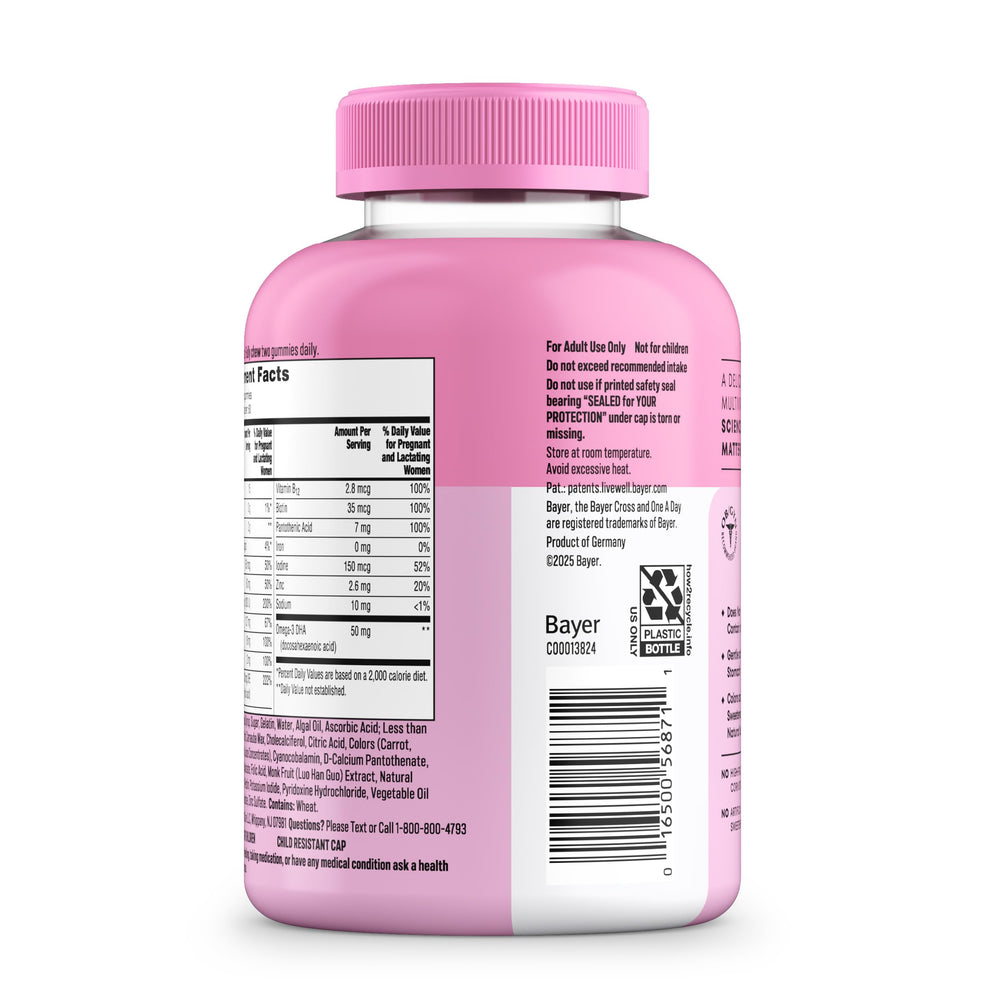 ONE A DAY open bottle with gummies visible and easy-access lid