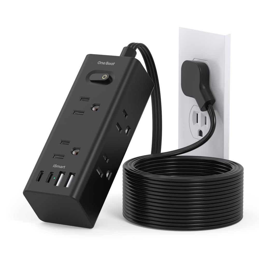 One Beat front view showing six outlets and four USB ports for organized charging