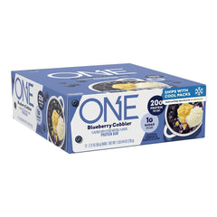 ONE paquete frontal con diseño y sabor blueberry cobbler, práctico para llevar