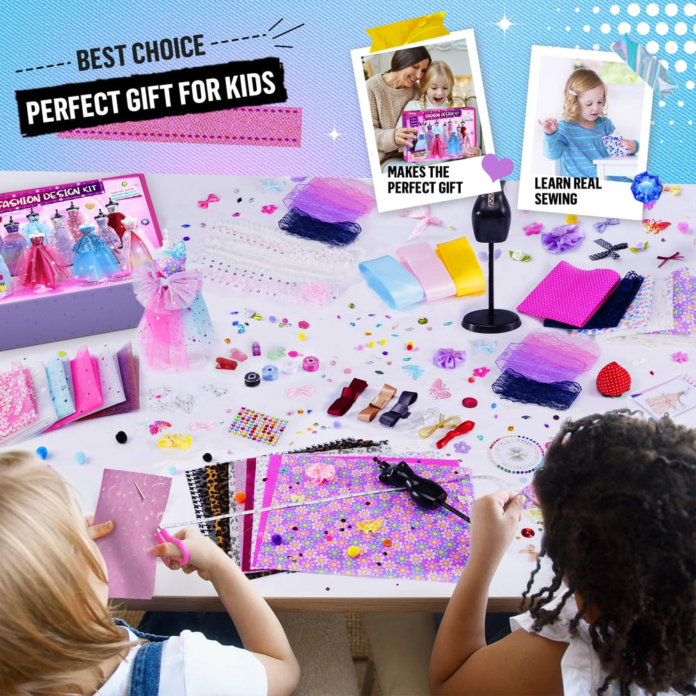 ONE TO FOUR child using the kit demonstrating easy no-sew methods