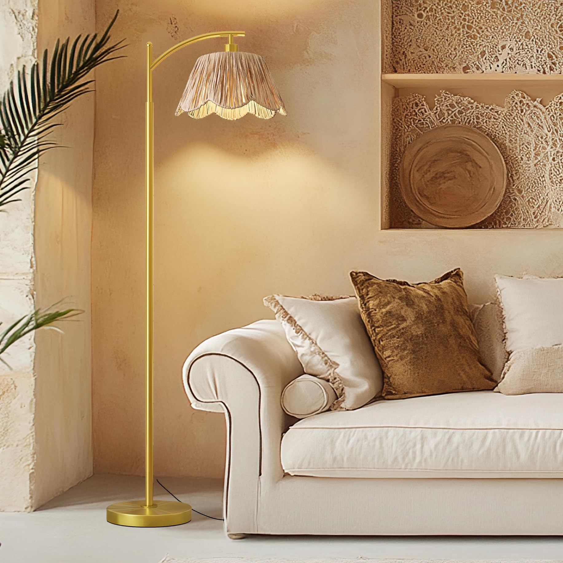 Oneach rattan shade closeup highlighting hand‑woven texture and soft diffusion