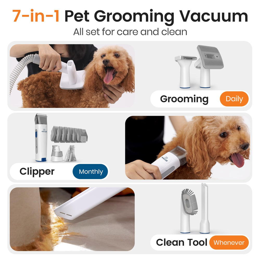 oneisall clipper attached to vacuum captures hair for cleaner trims