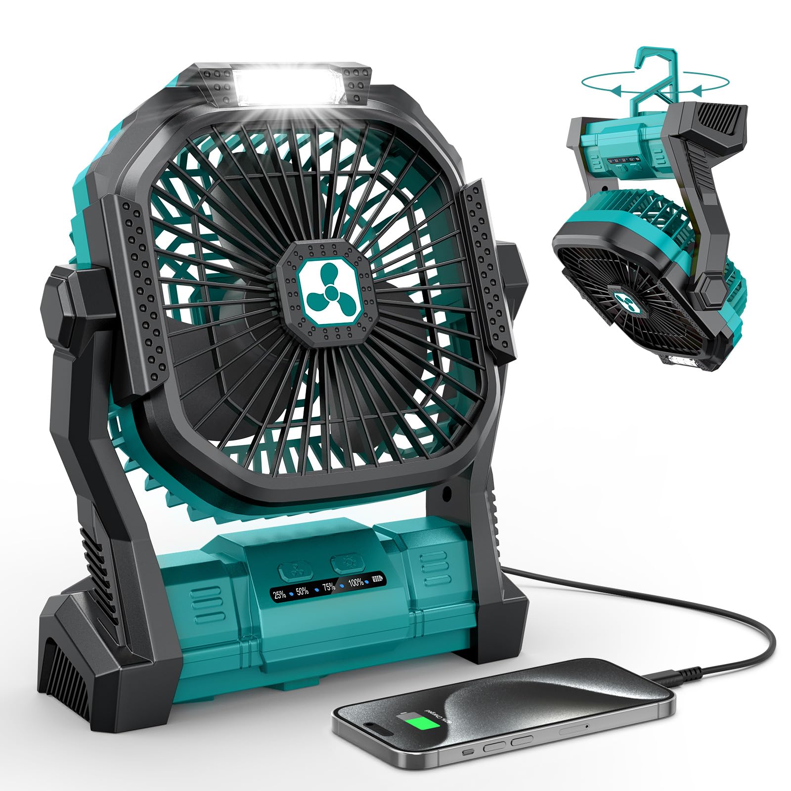 ONLYNEW frontal del ventilador mostrando diseño compacto y portabilidad