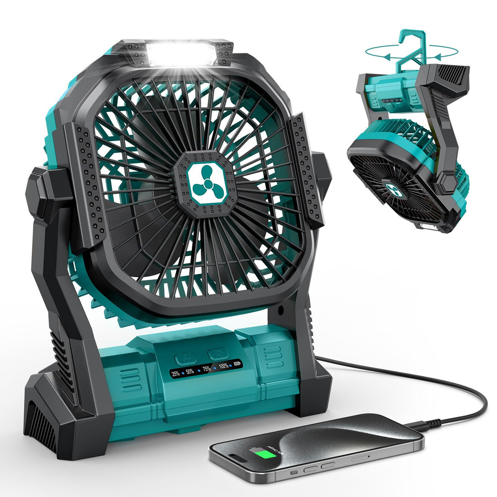ONLYNEW frontal del ventilador mostrando diseño compacto y portabilidad