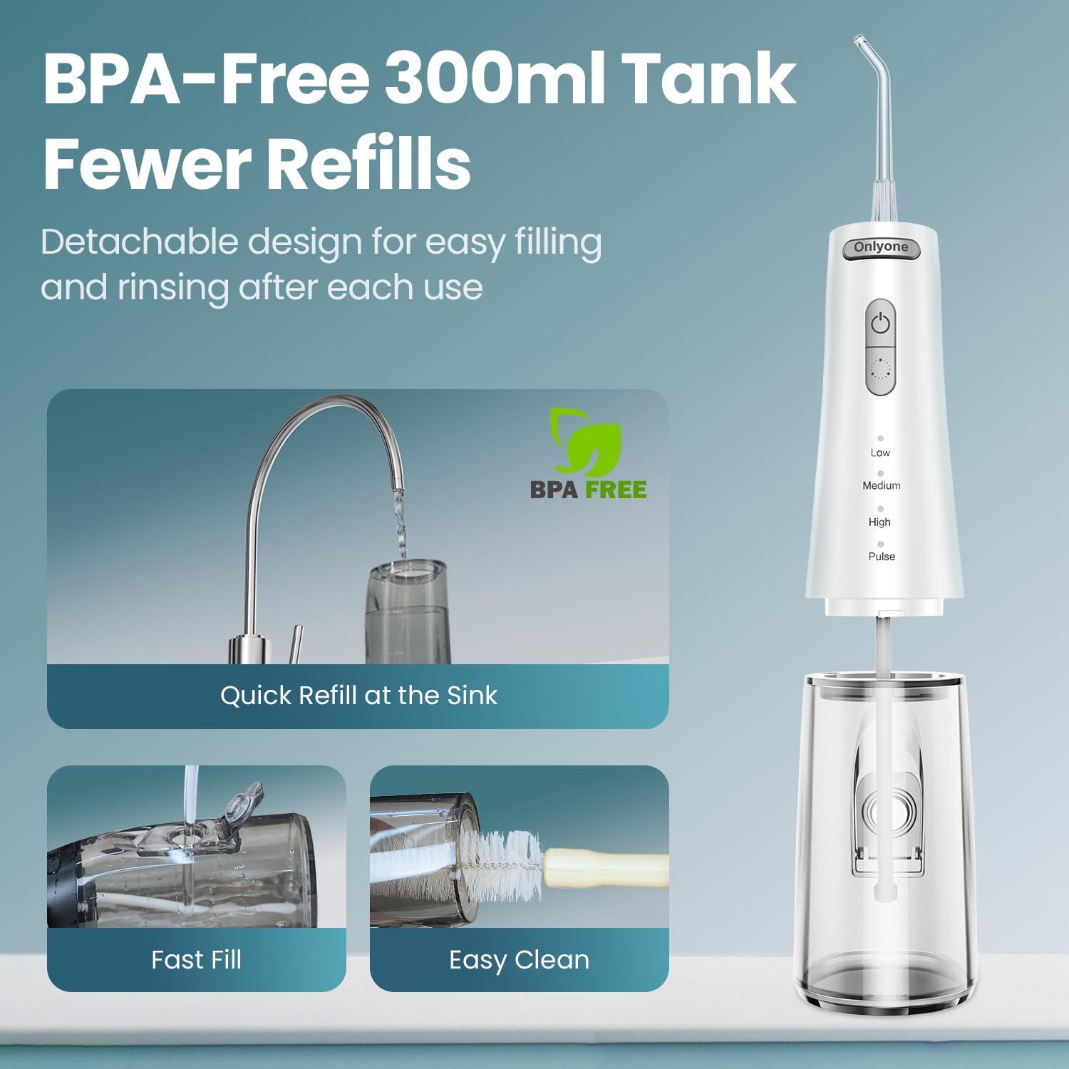Onlyone siendo usado en la ducha, resistente al agua IPX7